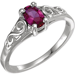 Sterling Silver July Imitation Birthstone Ring