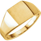 14K White Signet Ring