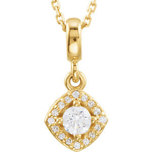 14K Yellow 1-5 CTW Diamond Halo-Style 18" Necklace