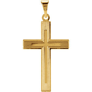 14K Yellow 22x14mm Cross Pendant with Design