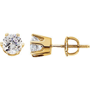 14K Yellow 5.75mm Cubic Zirconia Stud Earrings