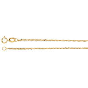 14K Yellow 1mm Singapore 7" Chain