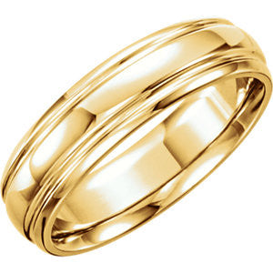 14K Yellow 6mm Grooved Band Size 12