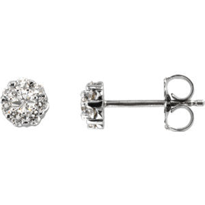 14K White 3-8 CTW Diamond Cluster Earrings