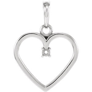 14K White .03 CTW Diamond Heart Pendant