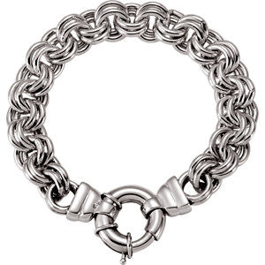 Sterling Silver Solid Double Cable 8" Bracelet