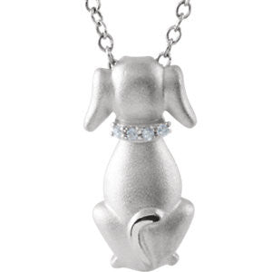 Sterling Silver .02 CTW Diamond Dog Necklace