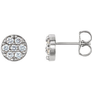 14K White 3/8 CTW Diamond Cluster Earrings