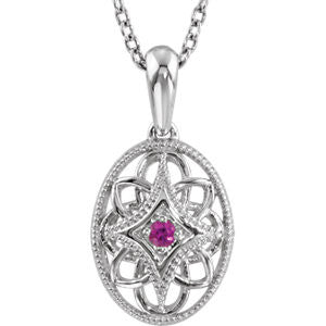 Sterling Silver Ruby 18" Necklace