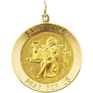 14K Yellow 25mm Round St. Luke Medal