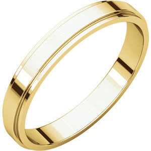 14K Yellow 3mm Flat Edge Band