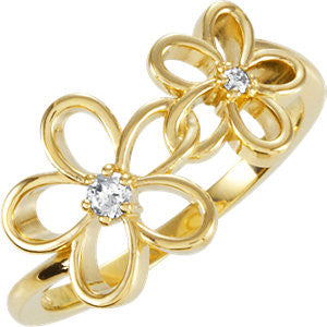 14K Yellow .07 CTW Diamond Floral-Inspired Ring