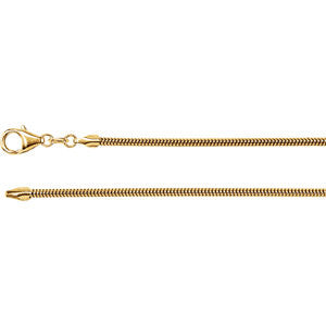 14K Yellow 2mm Solid Round Snake 24" Chain