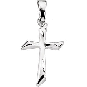 14K White 18.5x13mm Cross Pendant