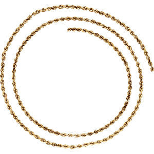 14K Yellow 2.5mm Diamond Cut Rope 24" Chain