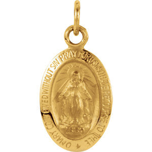 14K Yellow 12x8mm Oval Miraculous Medal