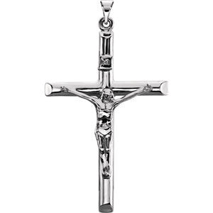 14K White Crucifix Pendant