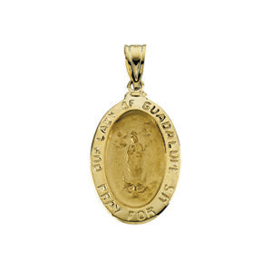 14K Yellow 21x15mm Oval Our Lady of Guadalupe Medal