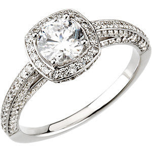 14K White 1 3-4 CTW Diamond Halo-Style Engagement Ring