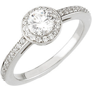 14K White 3-4 CTW Diamond Engagement Ring