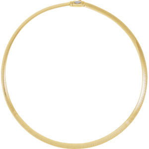 14K Yellow & White 6mm Two-Tone Reversible Omega 16" Chain