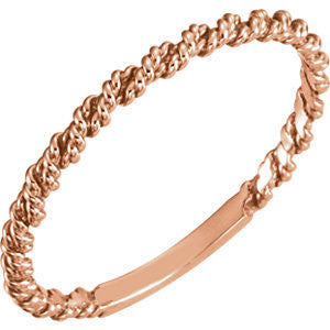 14K Rose 2mm Twisted Rope Band