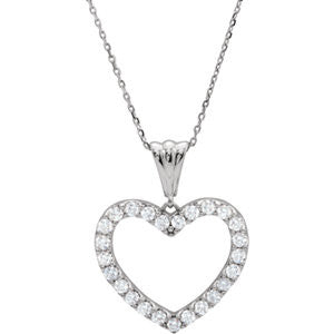 14K White 1 CTW Diamond Heart 18" Necklace