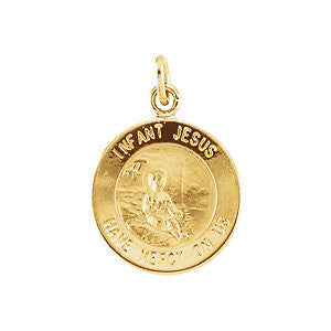 14K Yellow 12mm Infant Jesus Medal