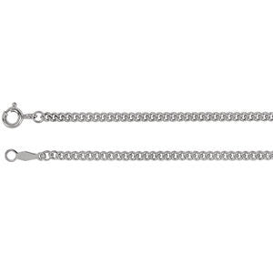 Sterling Silver 2.25mm Solid Curb Link 24" Chain