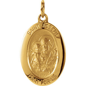 14K Yellow 18.75x13.5mm St. Joseph Oval Medal