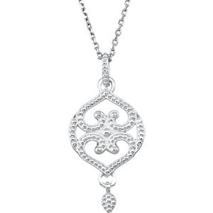 Sterling Silver Granulated Design 18" Necklace