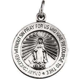 14K White 18mm Miraculous Medal