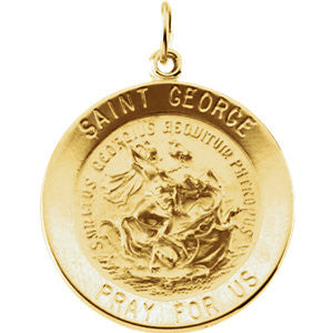 14K Yellow 25mm Round St. George Medal