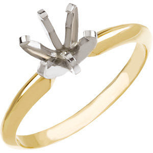 14K Yellow & White 8.6-9.1mm Round Pre-Notched 6-Prong Solitaire Ring Mounting