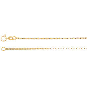 14K Yellow 1.3mm Solid Box 7" Chain