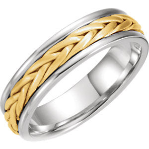 14K White & Yellow 5 mm Hand Woven Band Size 7