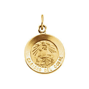 14K Yellow 12mm Round Caridad del Cobre Medal