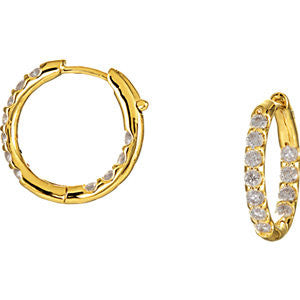 14K Yellow 1 CTW Diamond Inside-Outside Hoop Earrings