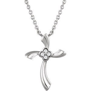 Sterling Silver .03 CTW Diamond Cross 18" Necklace