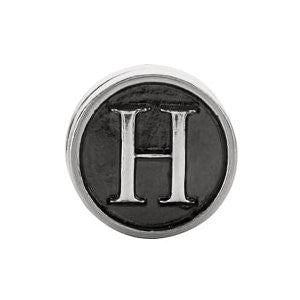 Sterling Silver 10.6mm Letter 
"H" Alpha Cylinder Bead