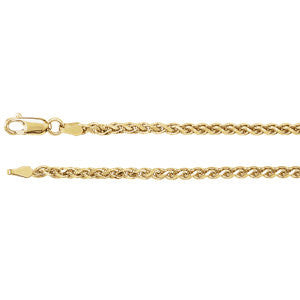 14K Yellow 2.75mm Diamond Cut Wheat 16" Chain