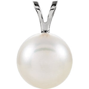 14K White 8mm Akoya Cultured Pearl Pendant