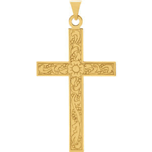 14K Yellow 18x12mm Design Cross Pendant