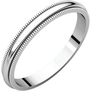 10K White 2.5mm Milgrain Band