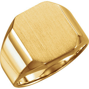 14K Yellow 16x14mm Octagon Men's Signet Ring