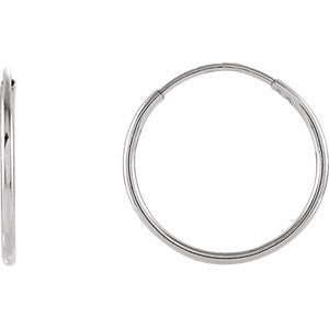 14K White 15mm Endless Hoop Earrings