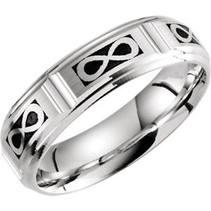 14K White 6mm Celtic-Inspired Infinity-Inspired Pattern Band Size 7