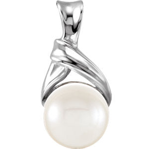 14K White 6mm Akoya Cultured Pearl Pendant