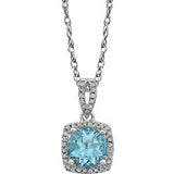 14K White Sky Blue Topaz & 1/8 CTW Diamond 18" Necklace