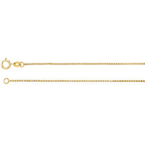 14K Yellow .75mm Solid Box 18" Chain